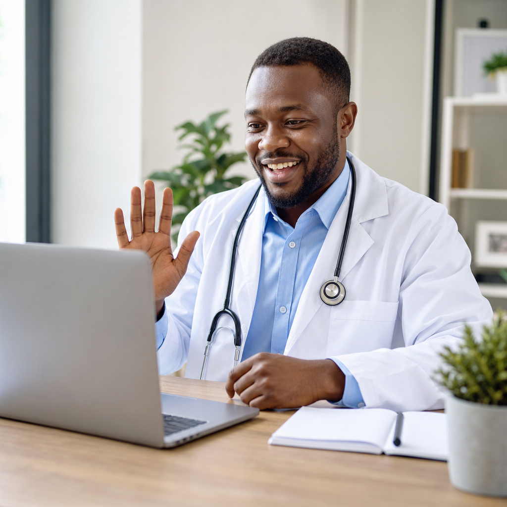 Healthcare professional in a telehealth consultation